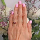 Ellibelle Jewellery Antique Synthetic Ruby & Diamond 18ct Gold Three-Stone Crossover Ring