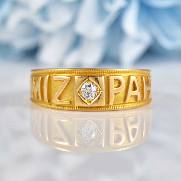 Ellibelle Jewellery Antique Victorian 18ct Gold Old-Cut Diamond Mizpah Ring