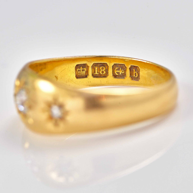 Ellibelle Jewellery Antique Victorian 18ct Gold & Old Mine Cut Diamond Gypsy Ring
