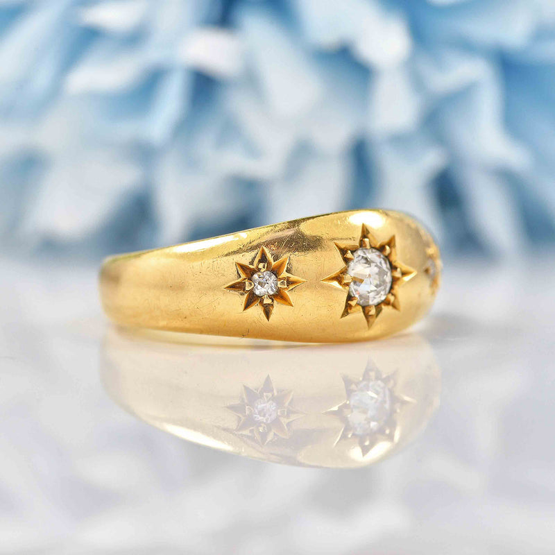 Ellibelle Jewellery Antique Victorian 18ct Gold & Old Mine Cut Diamond Gypsy Ring