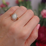 Ellibelle Jewellery Antique Victorian Australian Opal & Old-Cut Diamond 18ct Gold Cluster Ring