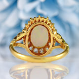Ellibelle Jewellery Antique Victorian Australian Opal & Old-Cut Diamond 18ct Gold Cluster Ring