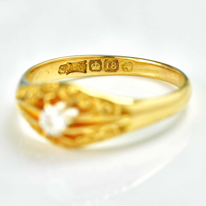Ellibelle Jewellery Antique Victorian Diamond 18ct Gold Belcher Ring