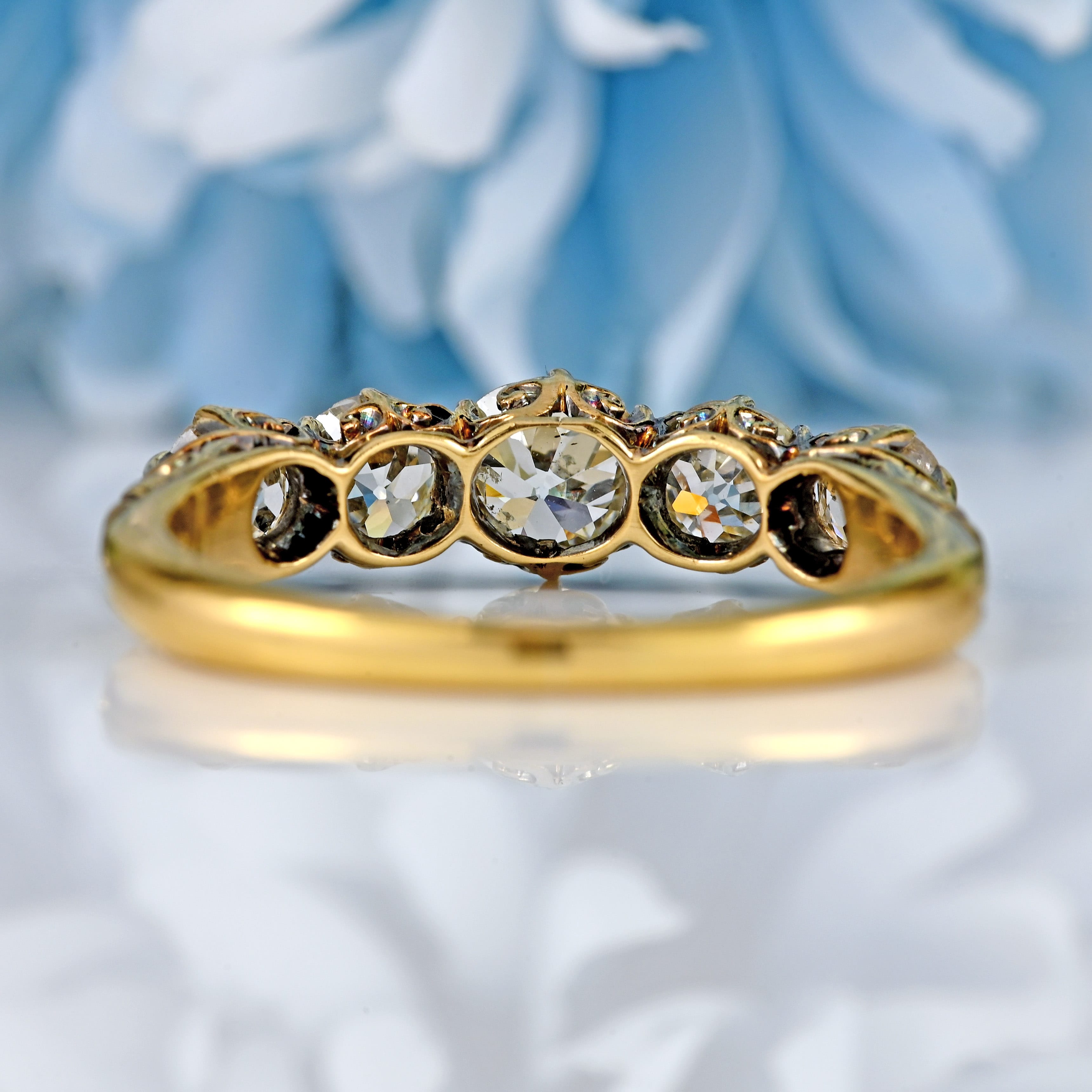 Ellibelle Jewellery Antique Victorian Diamond 18ct Gold Five Stone Ring (1.45cts)