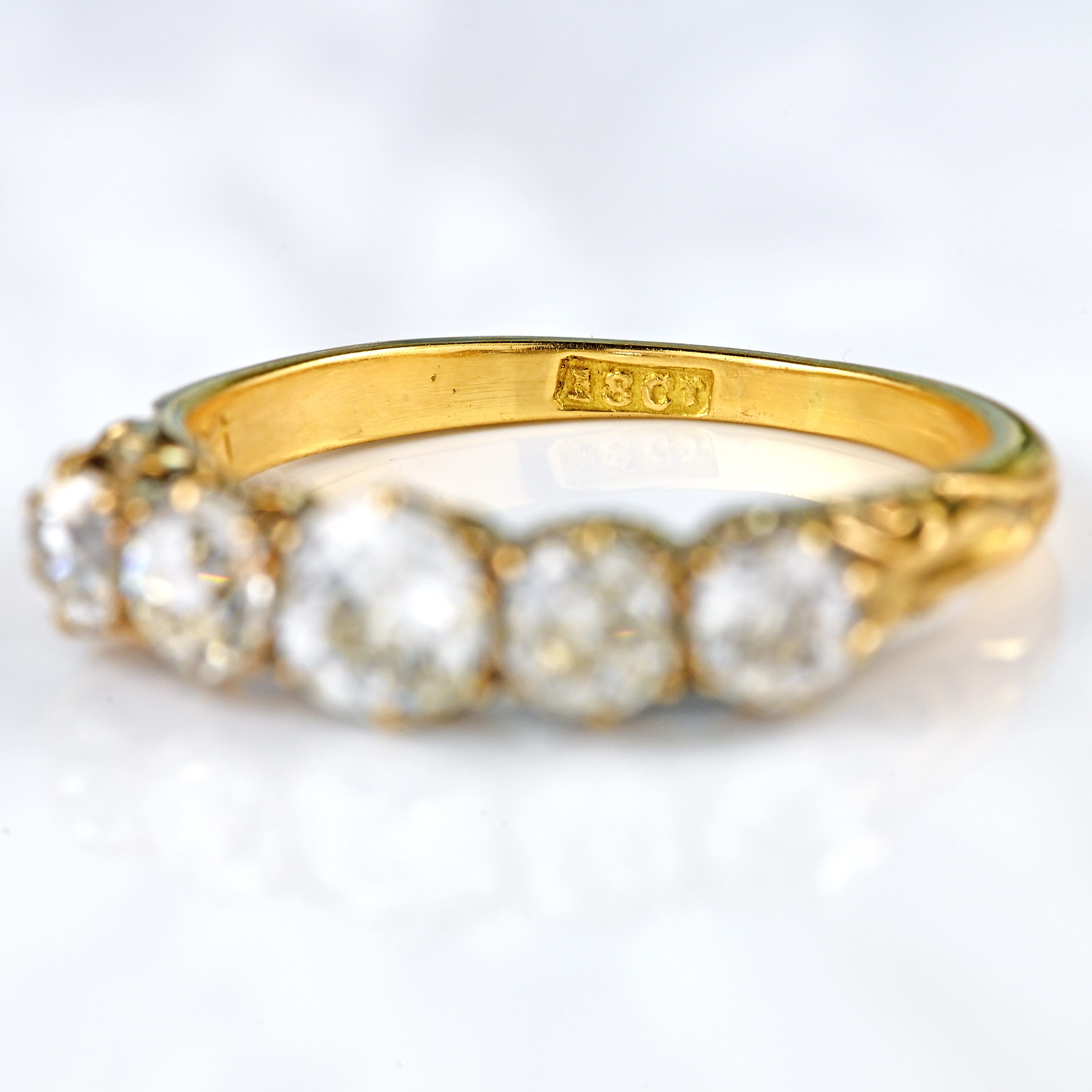 Ellibelle Jewellery Antique Victorian Diamond 18ct Gold Five Stone Ring (1.45cts)