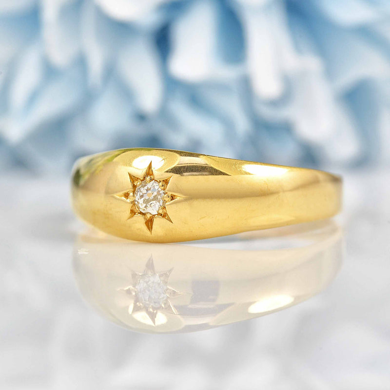 Ellibelle Jewellery Antique Victorian Diamond 18ct Gold Gypsy Starburst Ring