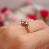 Ellibelle Jewellery Antique Victorian Emerald, Ruby & Natural Split Pearl 15ct Gold Cluster Ring