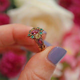 Ellibelle Jewellery Antique Victorian Garnet & Chrysoberyl 15ct Gold Ring