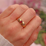 Ellibelle Jewellery Antique Victorian Natural Ruby & Old Cut Diamond Gold Gypsy Ring