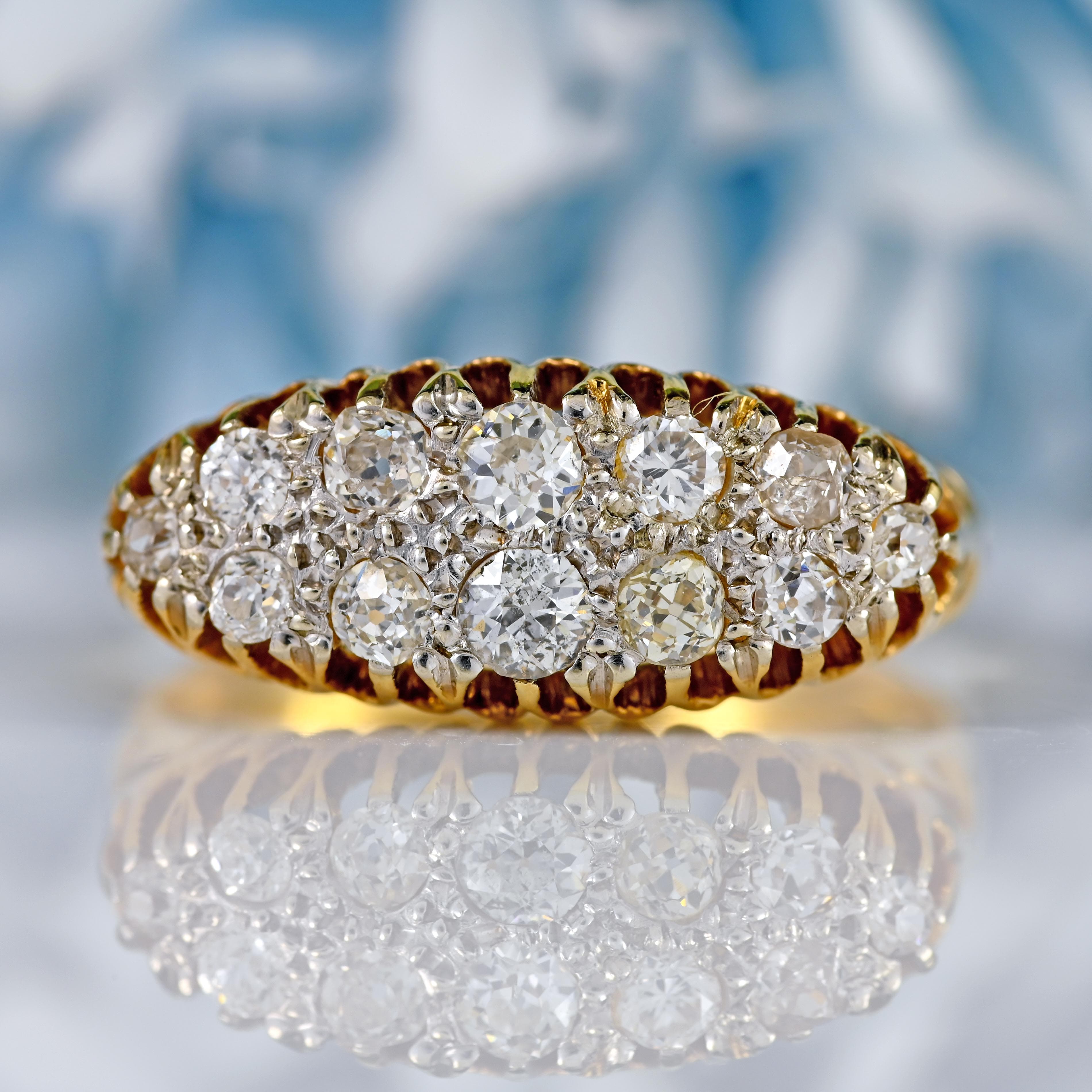 Ellibelle Jewellery Antique Victorian Old-Cut Diamond 18ct Gold Belcher Ring (0.70cts)