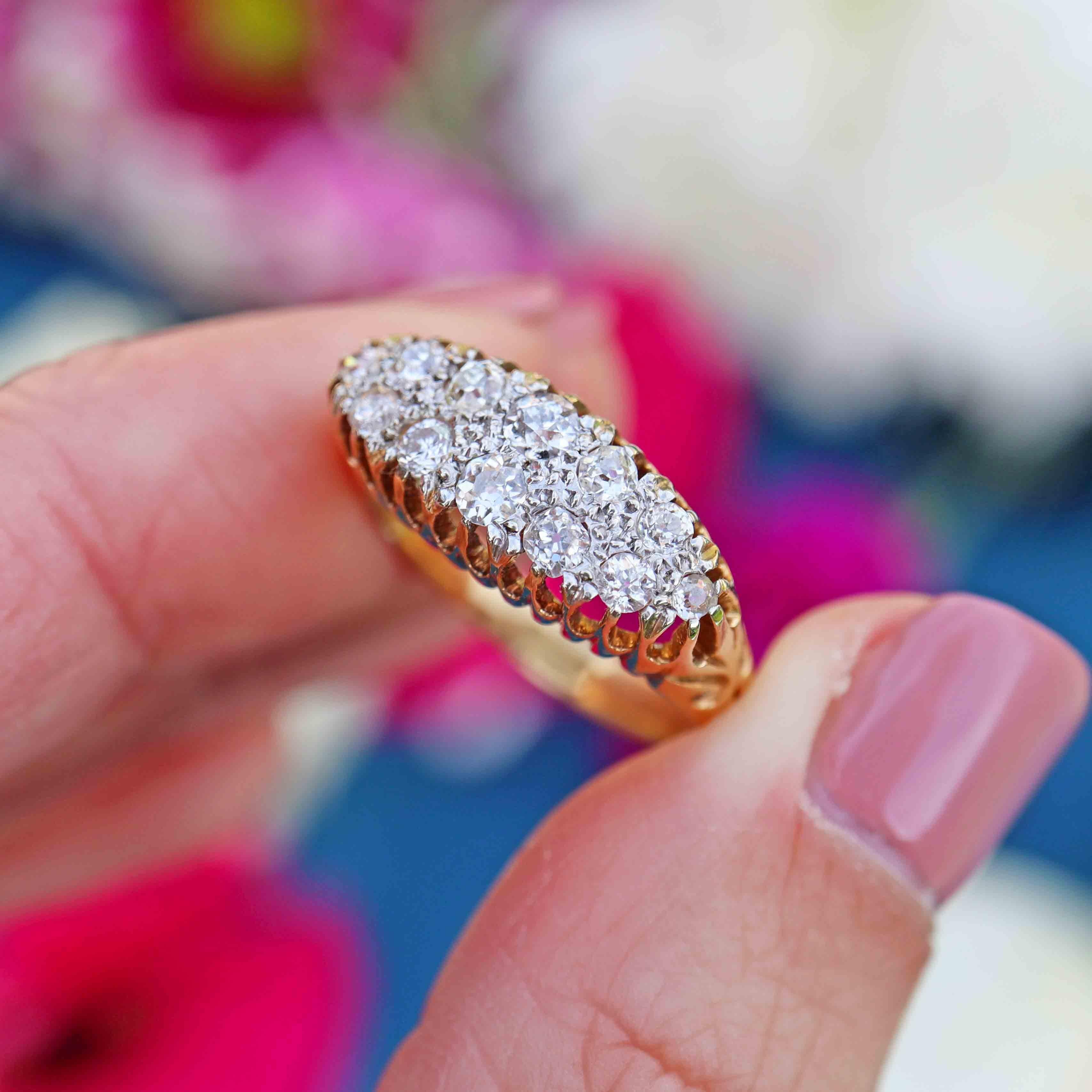 Ellibelle Jewellery Antique Victorian Old-Cut Diamond 18ct Gold Belcher Ring (0.70cts)