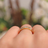 Ellibelle Jewellery Antique Victorian Old-Cut Diamond 18ct Gold Three-Stone Gypsy Ring