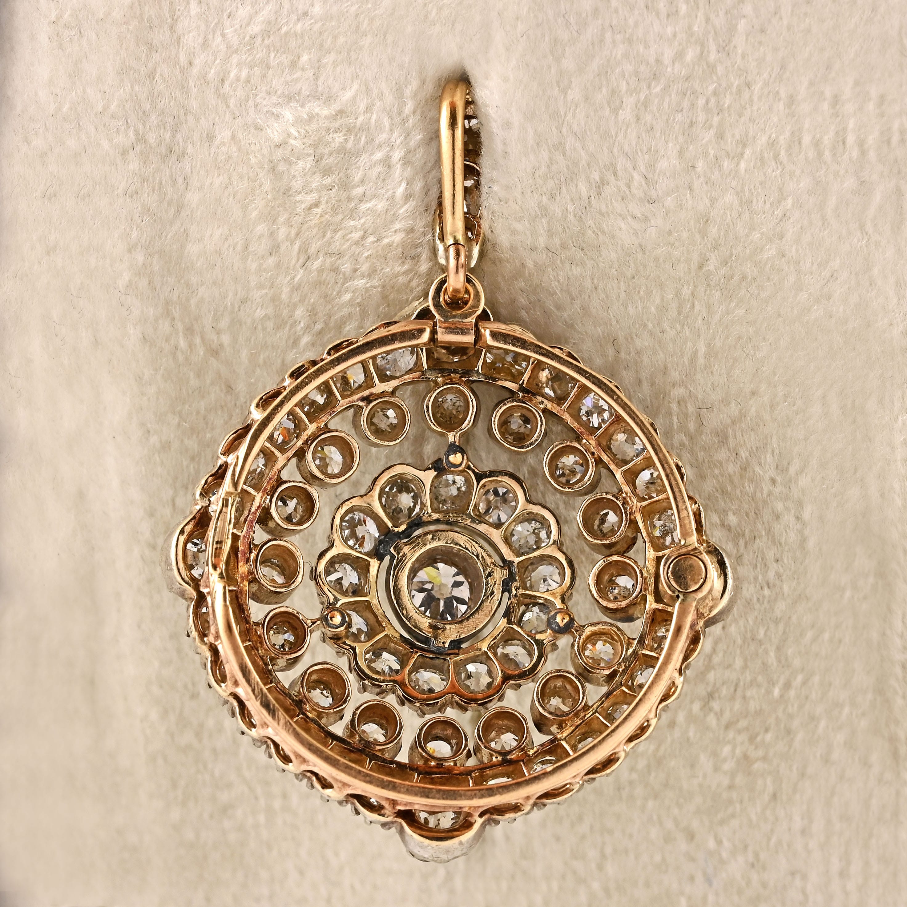 Ellibelle Jewellery Antique Victorian Old-Cut Diamond Cluster Pendant (3.58cts)