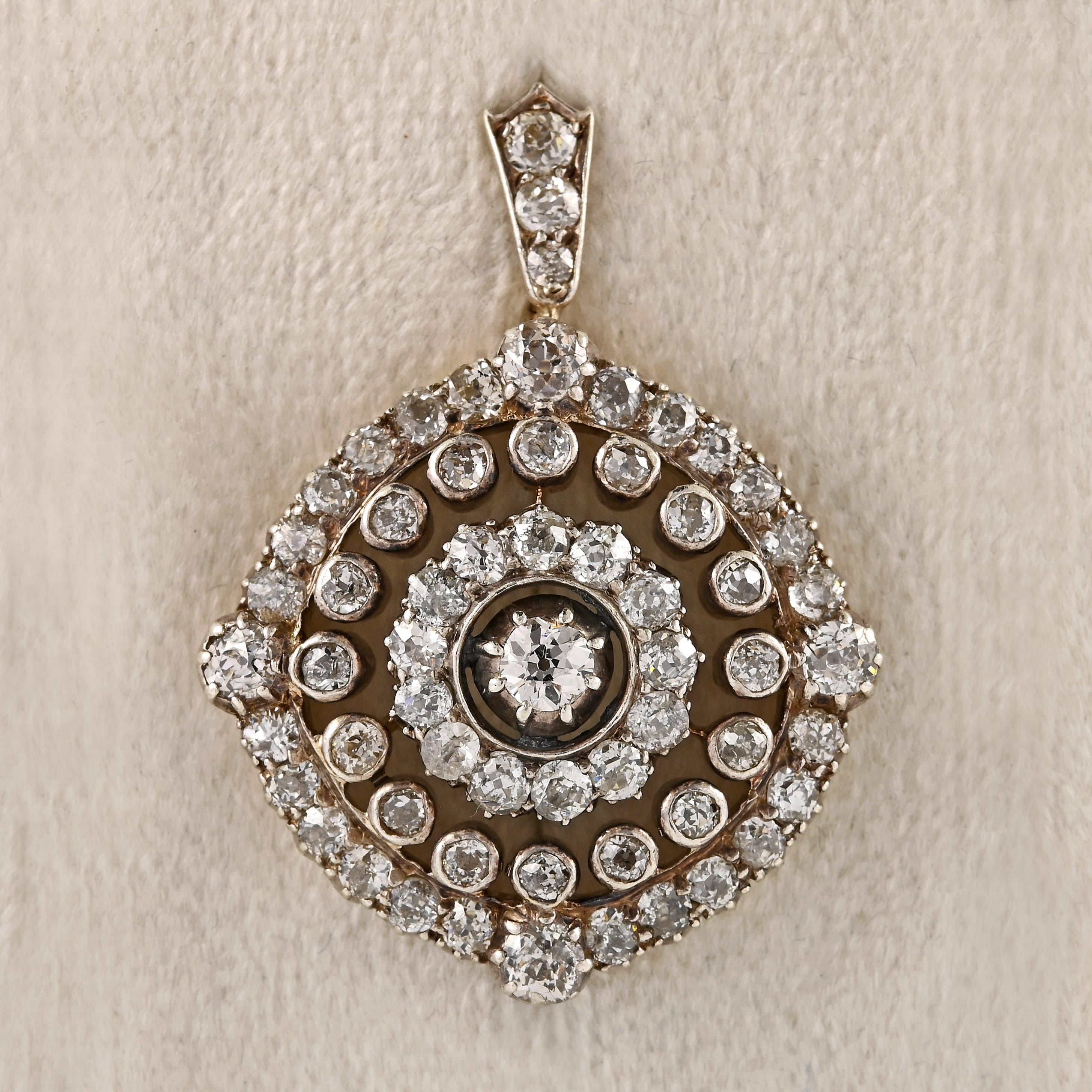 Ellibelle Jewellery Antique Victorian Old-Cut Diamond Cluster Pendant (3.58cts)