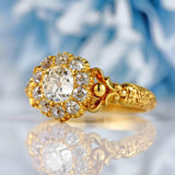 Ellibelle Jewellery Antique Victorian Old-Mine-Cut Diamond 18ct Gold Cluster Ring