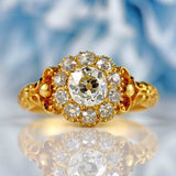 Ellibelle Jewellery Antique Victorian Old-Mine-Cut Diamond 18ct Gold Cluster Ring