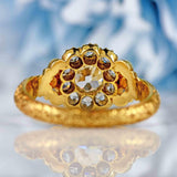 Ellibelle Jewellery Antique Victorian Old-Mine-Cut Diamond 18ct Gold Cluster Ring