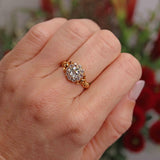 Ellibelle Jewellery Antique Victorian Old-Mine-Cut Diamond 18ct Gold Cluster Ring