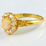 Ellibelle Jewellery Antique Victorian Opal & Old Cut Diamond 18ct Gold Cluster Ring