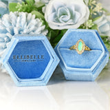 Ellibelle Jewellery Antique Victorian Opal & Old-Cut Diamond 18ct Gold Marquise Cluster Ring