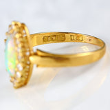 Ellibelle Jewellery Antique Victorian Opal & Old-Cut Diamond 18ct Gold Marquise Cluster Ring