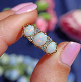 Ellibelle Jewellery Antique Victorian Opal & Old Cut Diamond 18ct Gold Ring