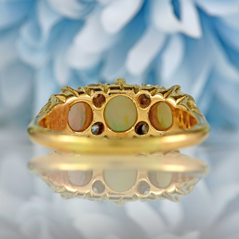 Ellibelle Jewellery Antique Victorian Opal & Old Cut Diamond 18ct Gold Ring