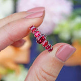 Ellibelle Jewellery Antique Victorian Ruby & Diamond 18ct Gold Platinum Seven Stone Ring