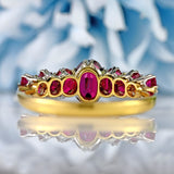 Ellibelle Jewellery Antique Victorian Ruby & Diamond 18ct Gold Platinum Seven Stone Ring