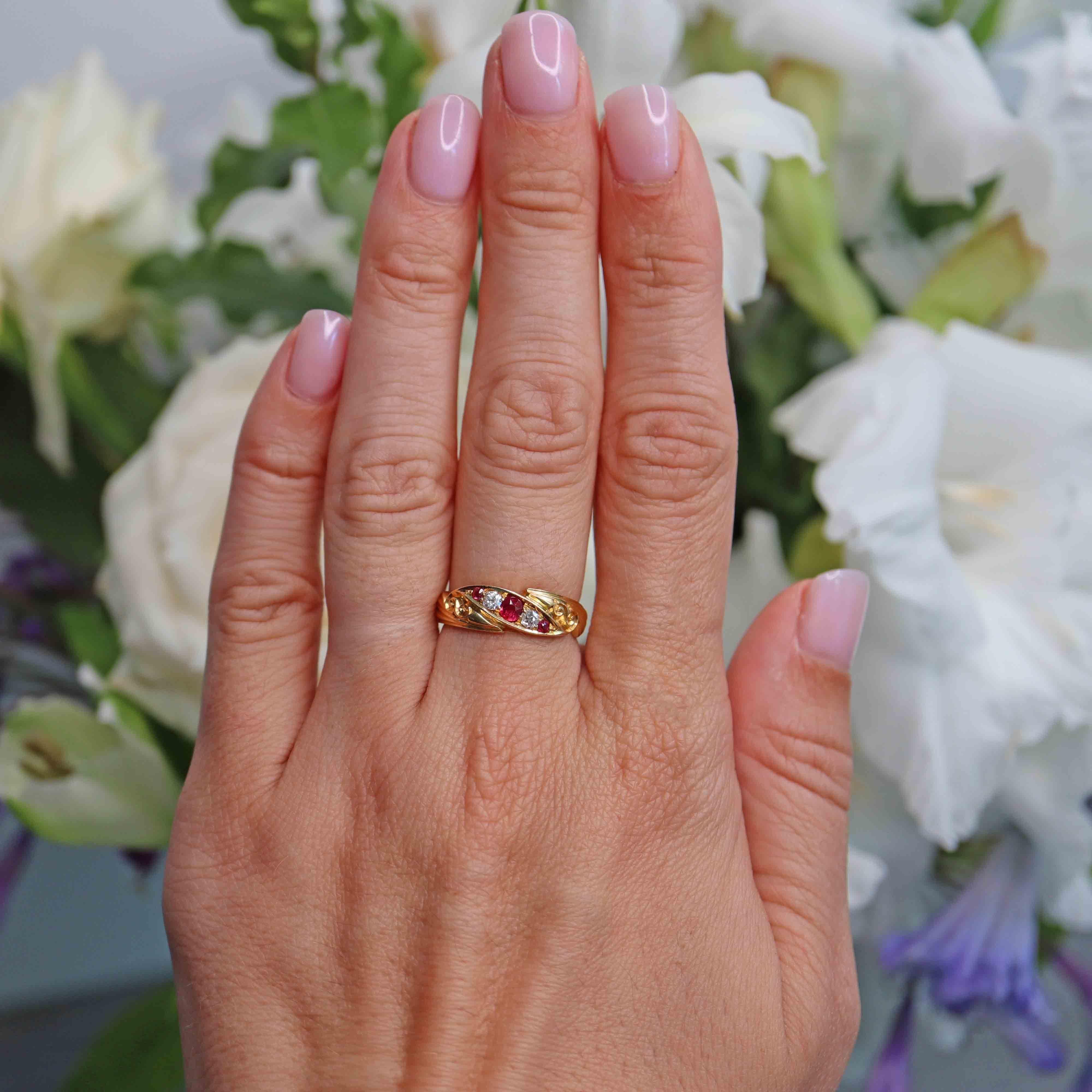 Antique Victorian Ruby Diamond 18ct Gold Ring – Ellibelle Jewellery