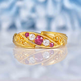 Ellibelle Jewellery Antique Victorian Ruby & Diamond 18ct Gold Ring