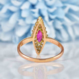 Ellibelle Jewellery Antique Victorian Ruby & Diamond Marquise Navette Ring