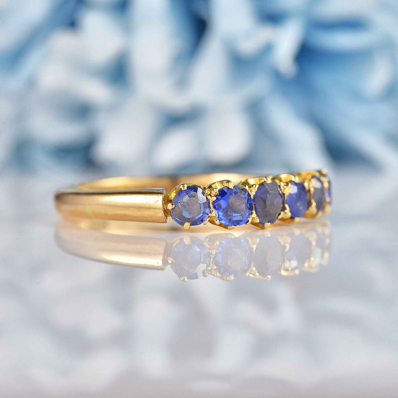 Ellibelle Jewellery Antique Victorian Sapphire 18ct Gold Six-Stone Ring