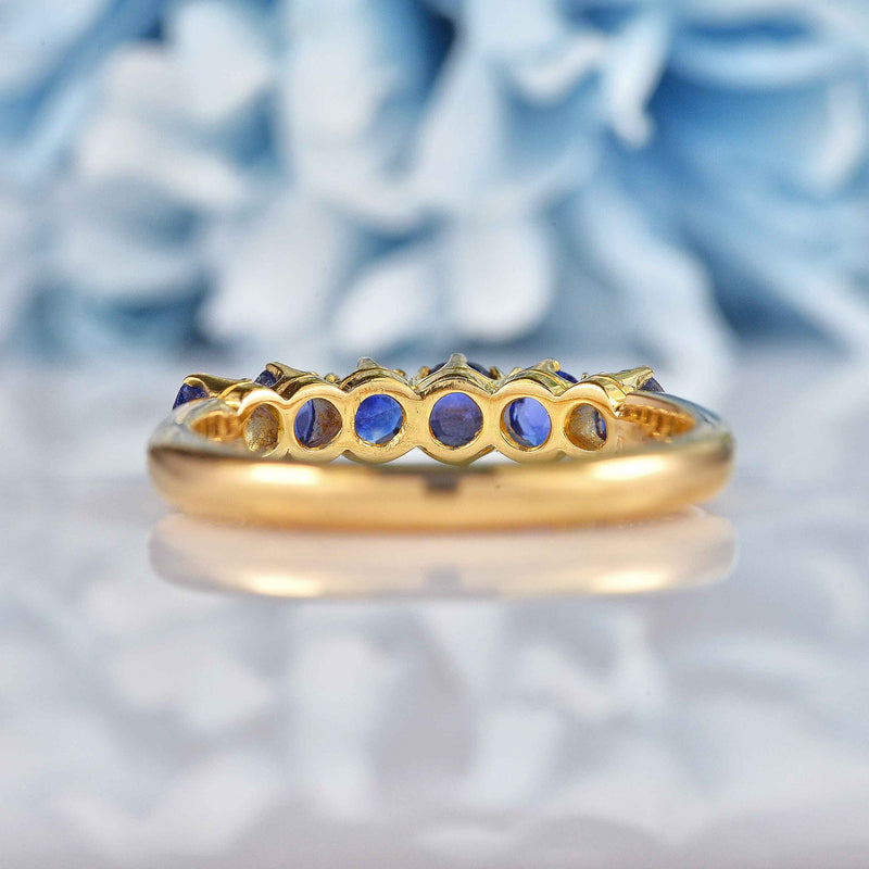 Ellibelle Jewellery Antique Victorian Sapphire 18ct Gold Six-Stone Ring