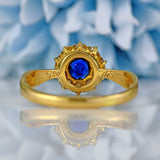 Ellibelle Jewellery Antique Victorian Sapphire & Diamond 18ct Gold Cluster Engagement Ring