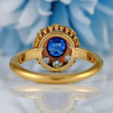 Ellibelle Jewellery Antique Victorian Sapphire & Diamond 18ct Gold Cluster Engagement Ring