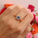 Ellibelle Jewellery Antique Victorian Sapphire & Diamond 18ct Gold Cluster Engagement Ring