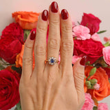 Ellibelle Jewellery Antique Victorian Sapphire & Diamond 18ct Gold Cluster Engagement Ring