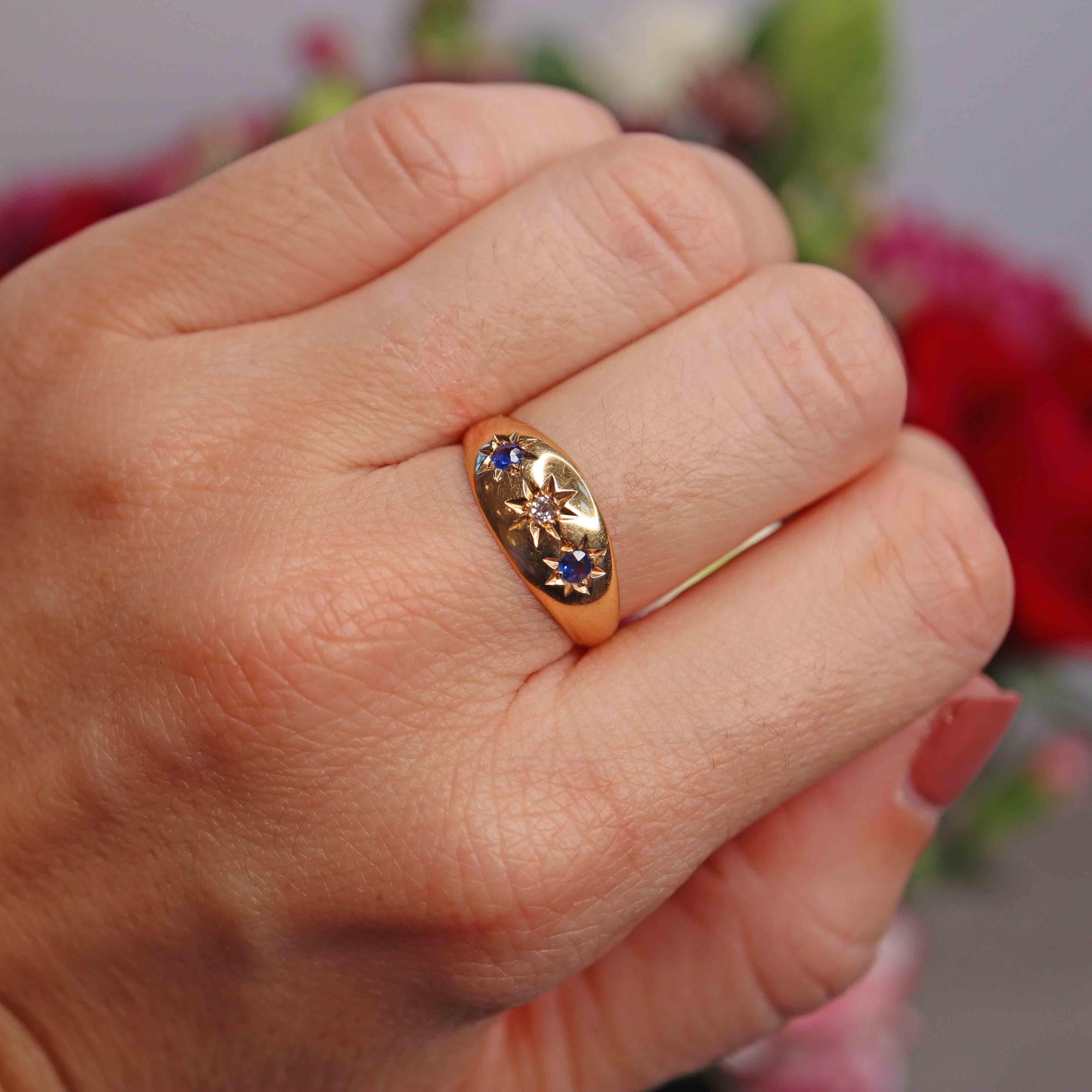 Gypsy Style Rings Antique Victorian Sapphire & Diamond 18ct Gold Gypsy Ring – Ellibelle ...