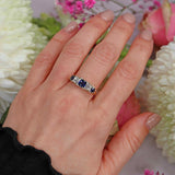 Ellibelle Jewellery Antique Victorian Sapphire & Diamond Carved Half Hoop Ring