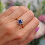 Ellibelle Jewellery Antique Victorian Sapphire & Old-Cut Diamond 18ct Gold Cluster Ring