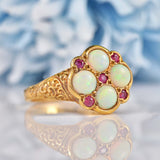 Ellibelle Jewellery Antique Victorian Style Opal & Ruby 9ct Gold Ring