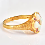 Ellibelle Jewellery Antique Victorian Style Opal & Ruby 9ct Gold Ring