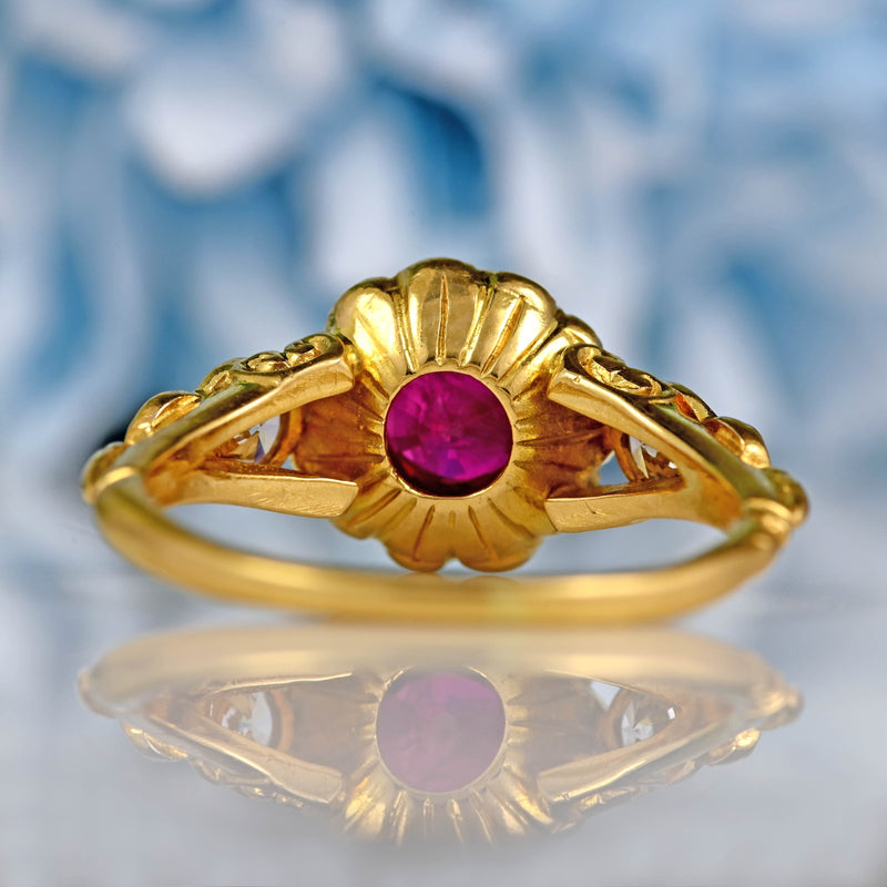 Ellibelle Jewellery Antique Victorian Style Ruby & Diamond 18ct Gold Cluster Ring