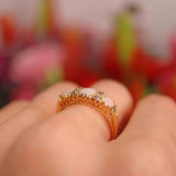 Ellibelle Jewellery Antique Victorian Three-Stone Opal & Diamond 18ct Gold Ring