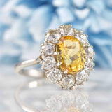 Ellibelle Jewellery Antique Yellow Topaz & Diamond Platinum Engagement Ring