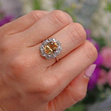 Ellibelle Jewellery Antique Yellow Topaz & Diamond Platinum Engagement Ring