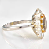 Ellibelle Jewellery Antique Yellow Topaz & Diamond Platinum Engagement Ring