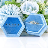 Ellibelle Jewellery Aquamarine & Diamond 18ct Gold Bezel-Set Three-Stone Ring