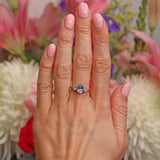 Ellibelle Jewellery Aquamarine & Diamond 18ct Gold Bezel-Set Three-Stone Ring
